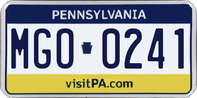 PA license plate MGO0241