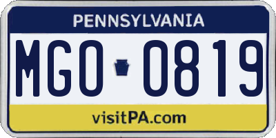 PA license plate MGO0819