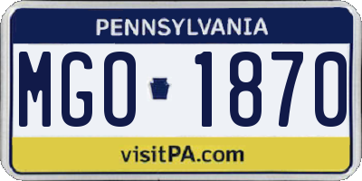 PA license plate MGO1870