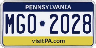 PA license plate MGO2028