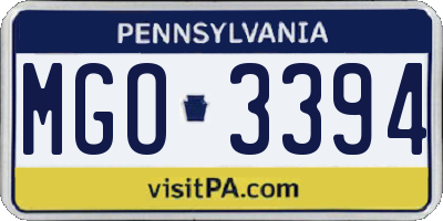 PA license plate MGO3394