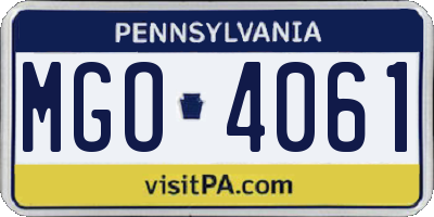 PA license plate MGO4061