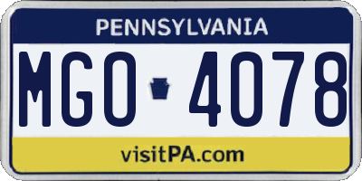 PA license plate MGO4078