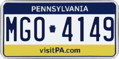 PA license plate MGO4149