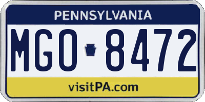 PA license plate MGO8472