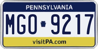 PA license plate MGO9217