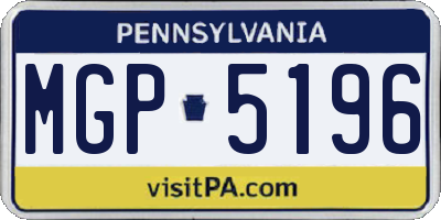 PA license plate MGP5196