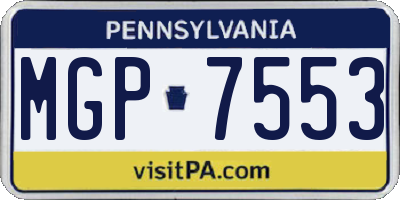 PA license plate MGP7553
