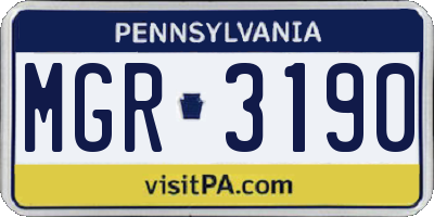 PA license plate MGR3190