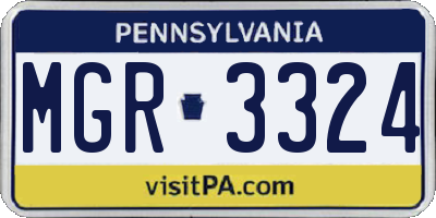 PA license plate MGR3324