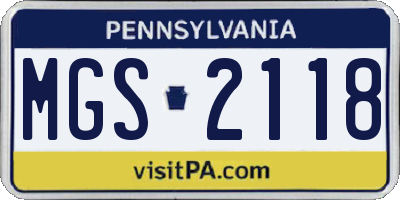 PA license plate MGS2118