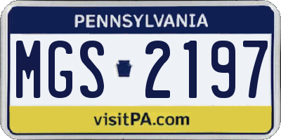PA license plate MGS2197