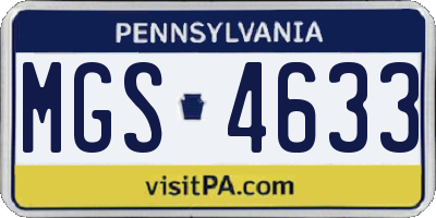 PA license plate MGS4633