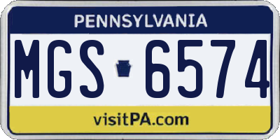 PA license plate MGS6574