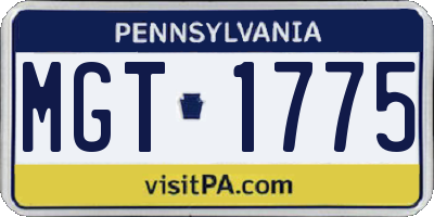 PA license plate MGT1775