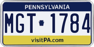 PA license plate MGT1784