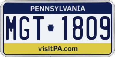 PA license plate MGT1809