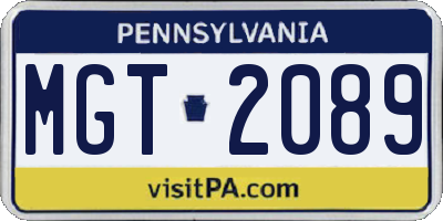 PA license plate MGT2089