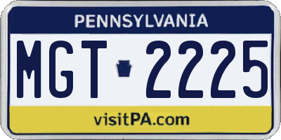 PA license plate MGT2225