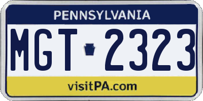 PA license plate MGT2323