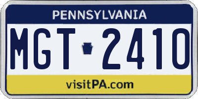PA license plate MGT2410