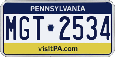 PA license plate MGT2534