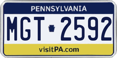 PA license plate MGT2592