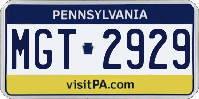 PA license plate MGT2929