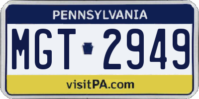 PA license plate MGT2949