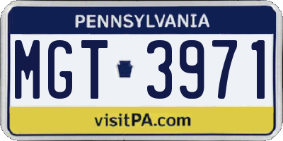 PA license plate MGT3971