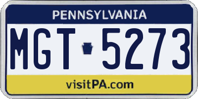 PA license plate MGT5273