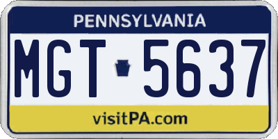 PA license plate MGT5637