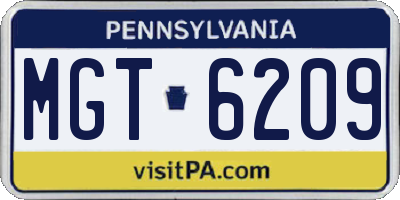 PA license plate MGT6209