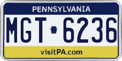 PA license plate MGT6236