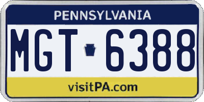 PA license plate MGT6388