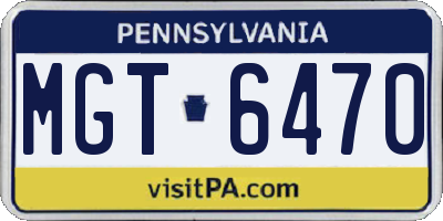 PA license plate MGT6470