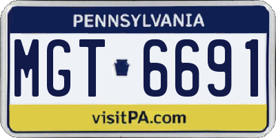 PA license plate MGT6691