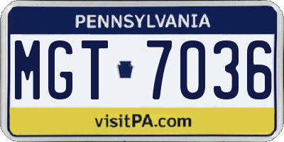 PA license plate MGT7036