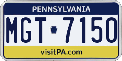 PA license plate MGT7150