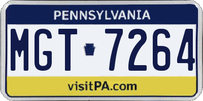 PA license plate MGT7264