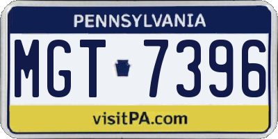PA license plate MGT7396