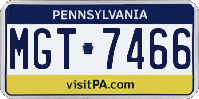 PA license plate MGT7466