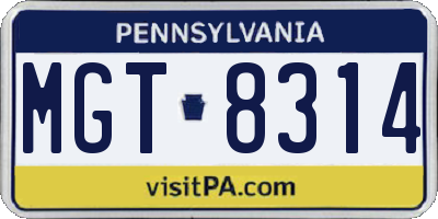 PA license plate MGT8314