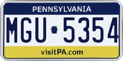 PA license plate MGU5354