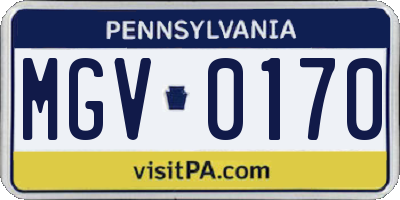 PA license plate MGV0170