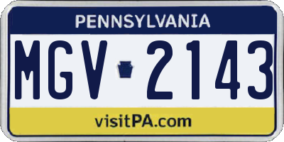 PA license plate MGV2143