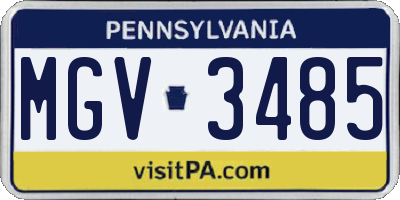 PA license plate MGV3485