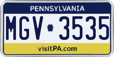 PA license plate MGV3535
