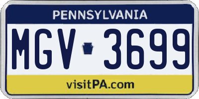 PA license plate MGV3699