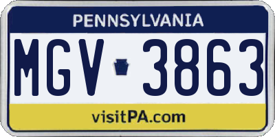 PA license plate MGV3863